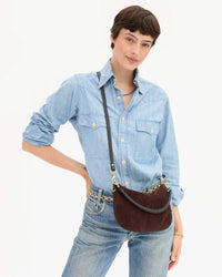 Clare V Petit Moyen Truffle Suede Handbag