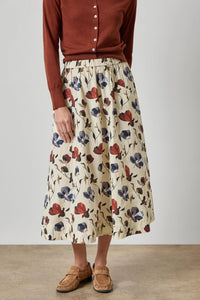 Lilla P Blue Poppy Print Paneled Skirt