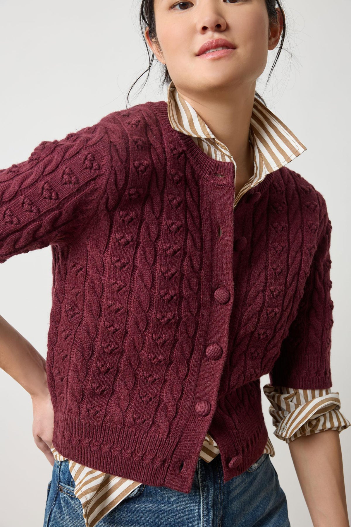Lilla P Short Sleeve Cashmere Blend Cardigan