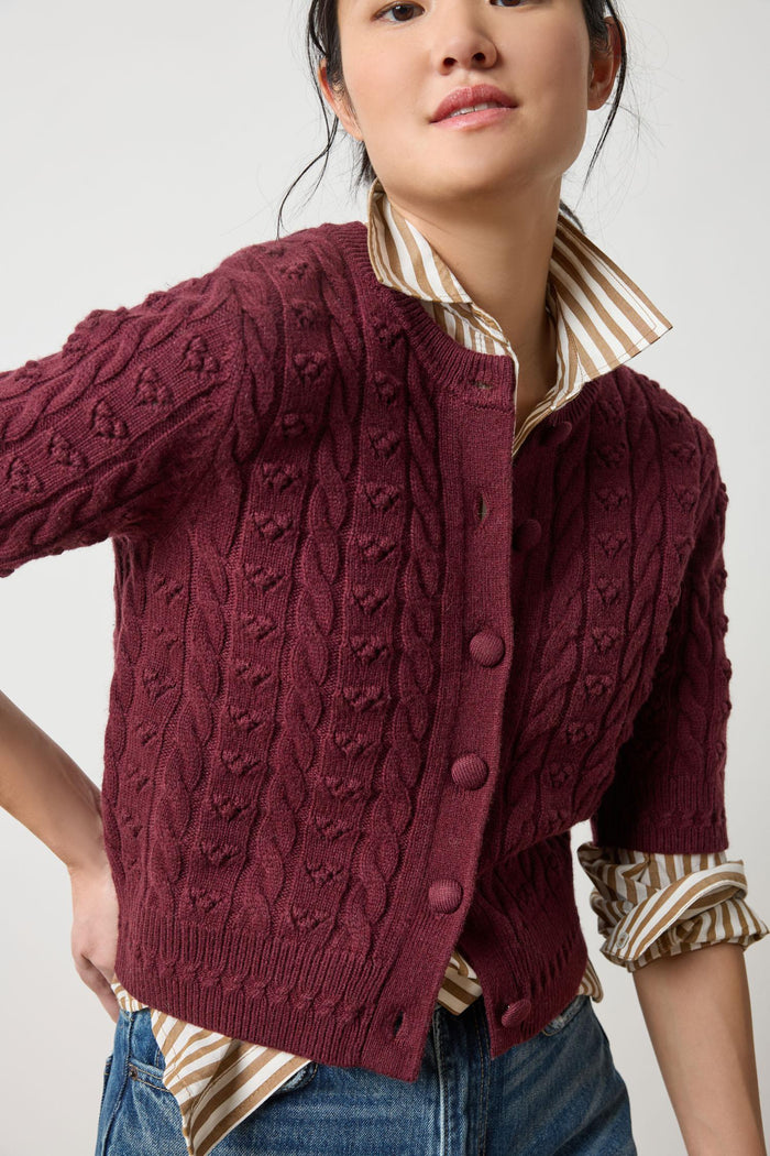 Lilla P Short Sleeve Cashmere Blend Cardigan