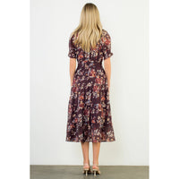 THML Short Sleeve Floral Print Maxi Dress