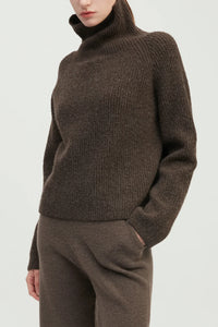 Common Knit Funnel Neck Rib Knit Sweater
