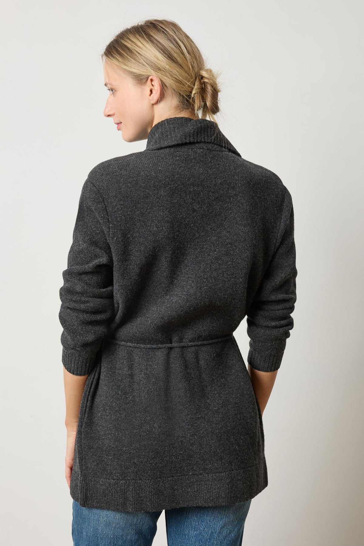 Lila P Notch Collar Open Cardigan