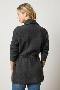 Lila P Notch Collar Open Cardigan