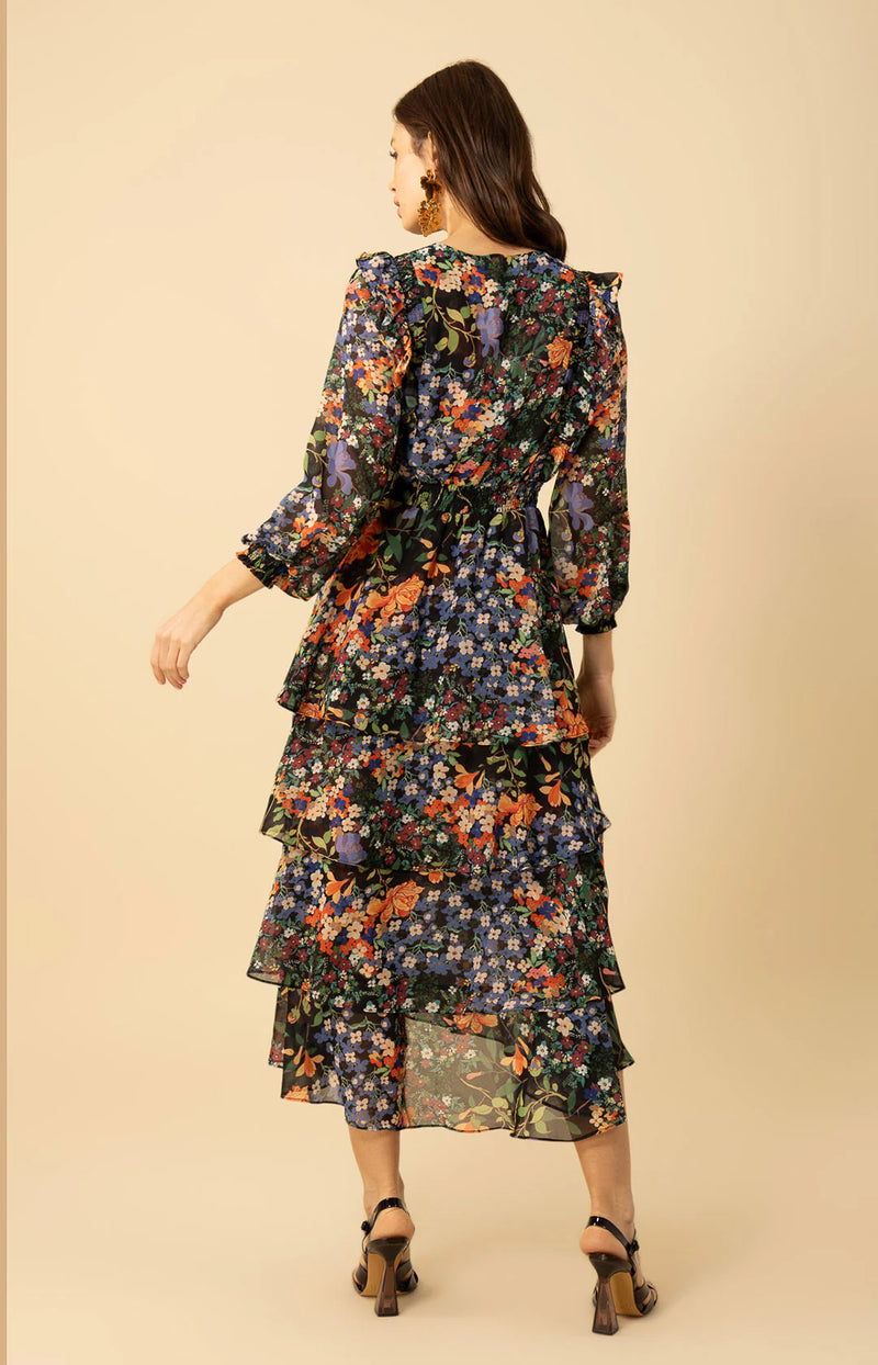 Hale Bob Astrid Floral Print Tiered Dress