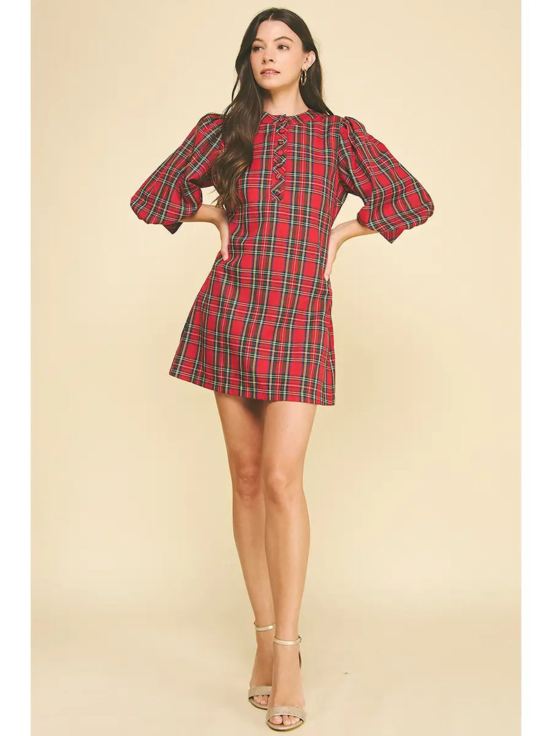 Pinch Plaid Mini Dress