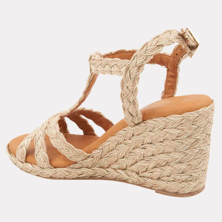 Andre Assous Madina Gold Thread Espadrille Wedge