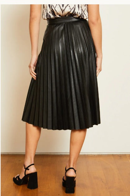 Caballero Annette Black Vegan Leather Skirt