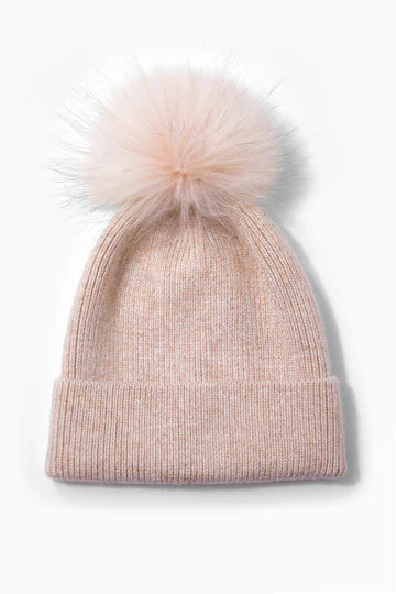 Look by M Ribbed Knit Pom Pom Beanie