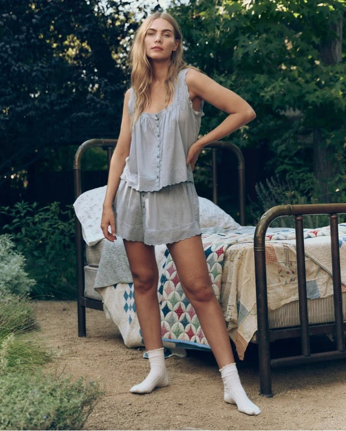 The Great Eyelet Tap Short Washed Rose