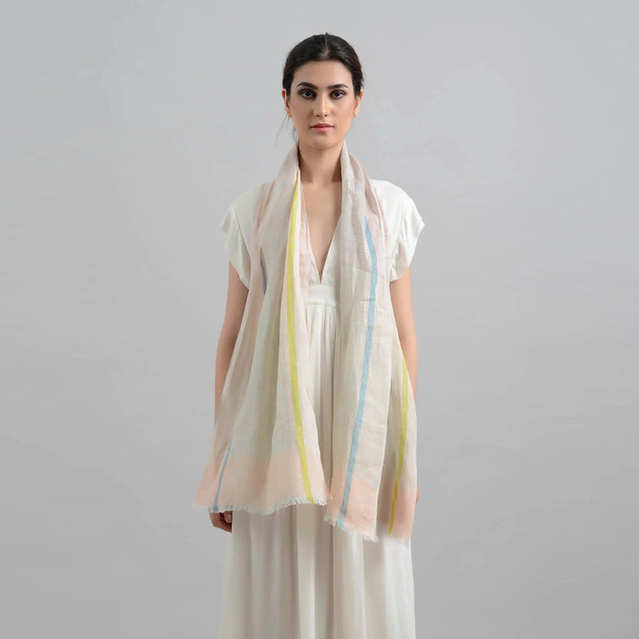 Sadhu Collective Handwoven Linen Scarf Morning Calm Final Clearance
