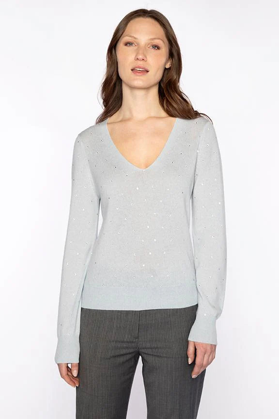 Kinross Cashmere Crystal V-Neck Sweater