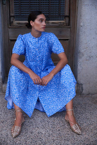 Oliphant Scoop Tier Midi Dress Ditsy Blue