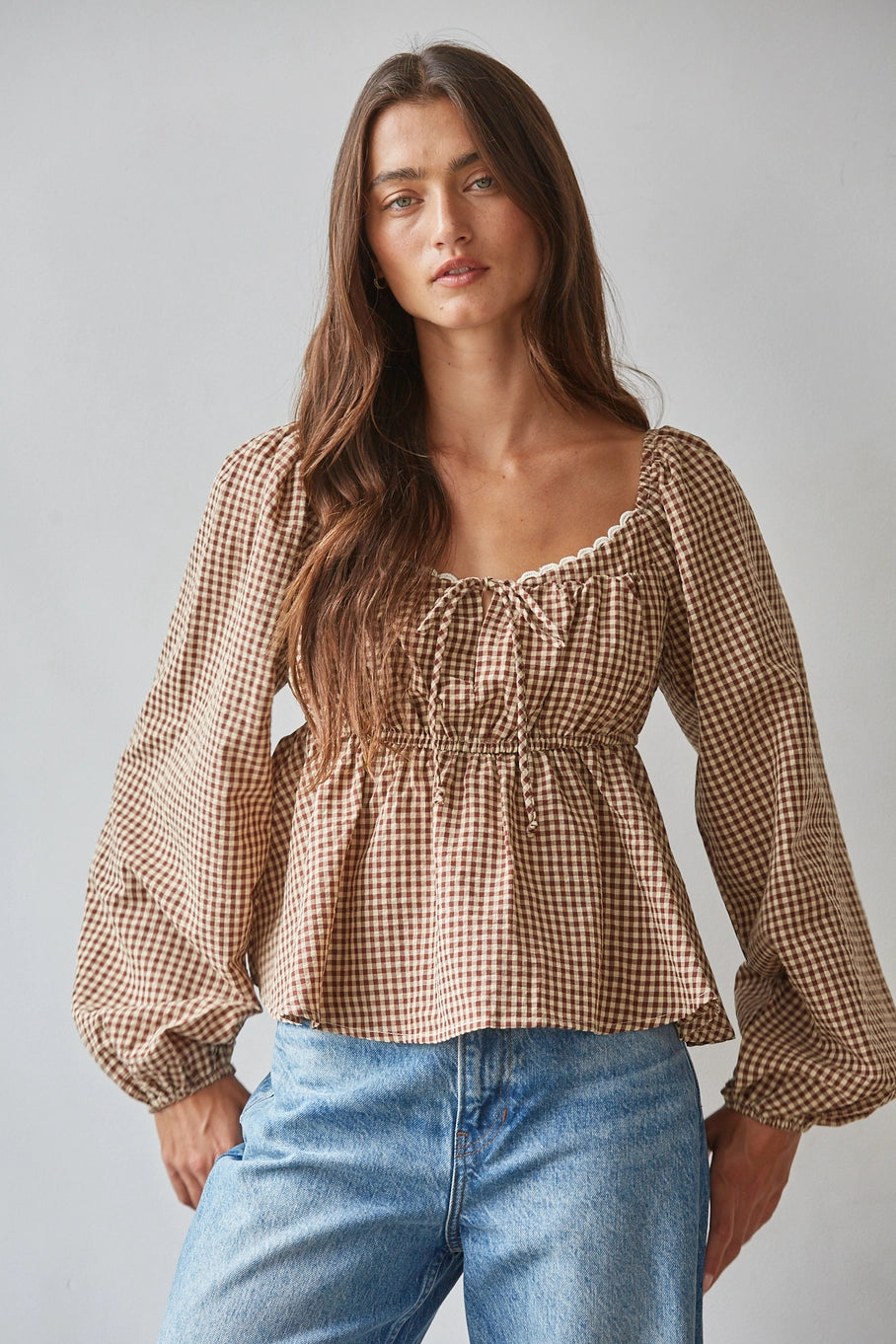By Together Gingham Peplum Top