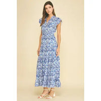 Pinch Mosaic Tile Print Maxi Dress