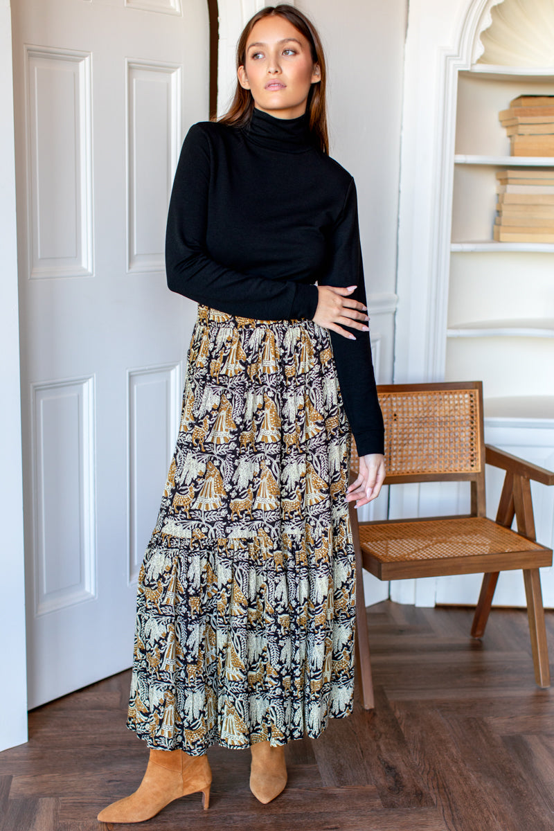Emerson Fry Shirred Story Print Skirt