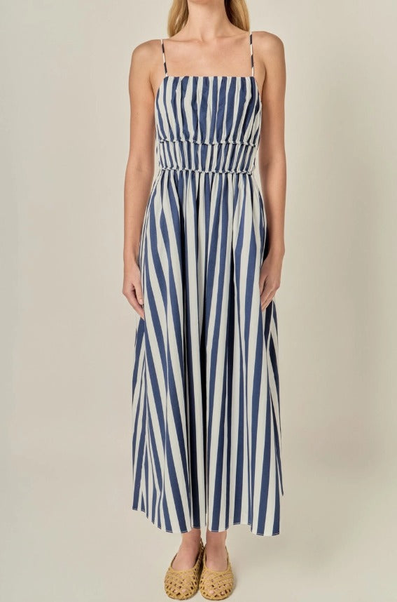 English Factory Striped Sleeveless Maxi Dress