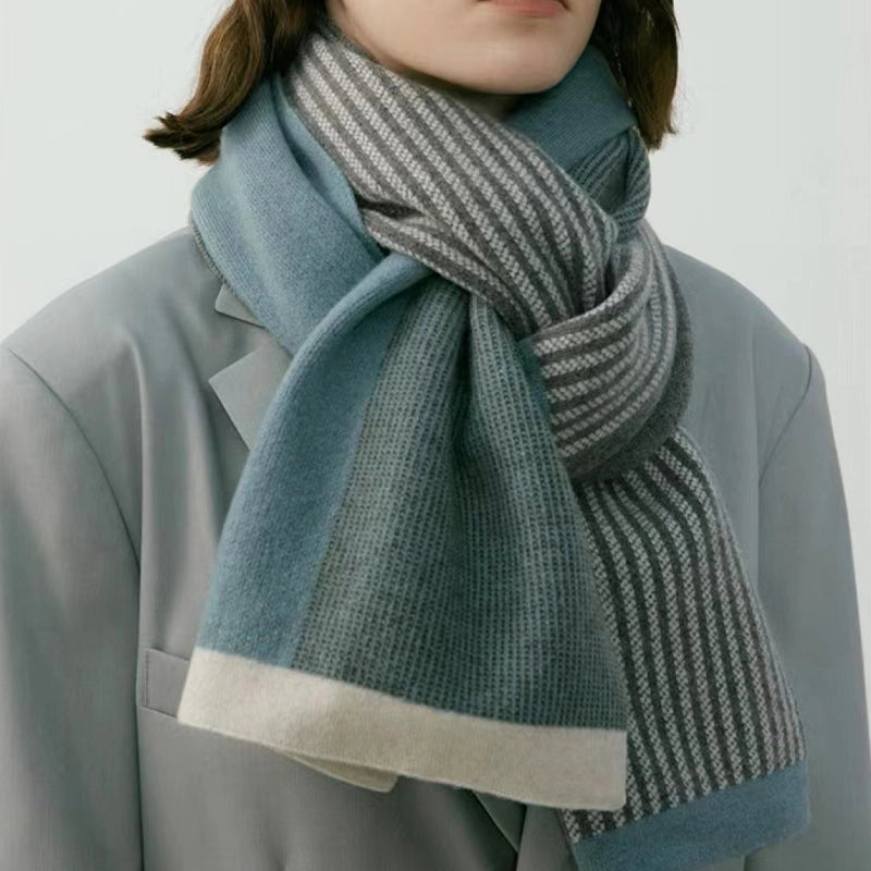 Vintage Stripe Contrast Knit Scarf