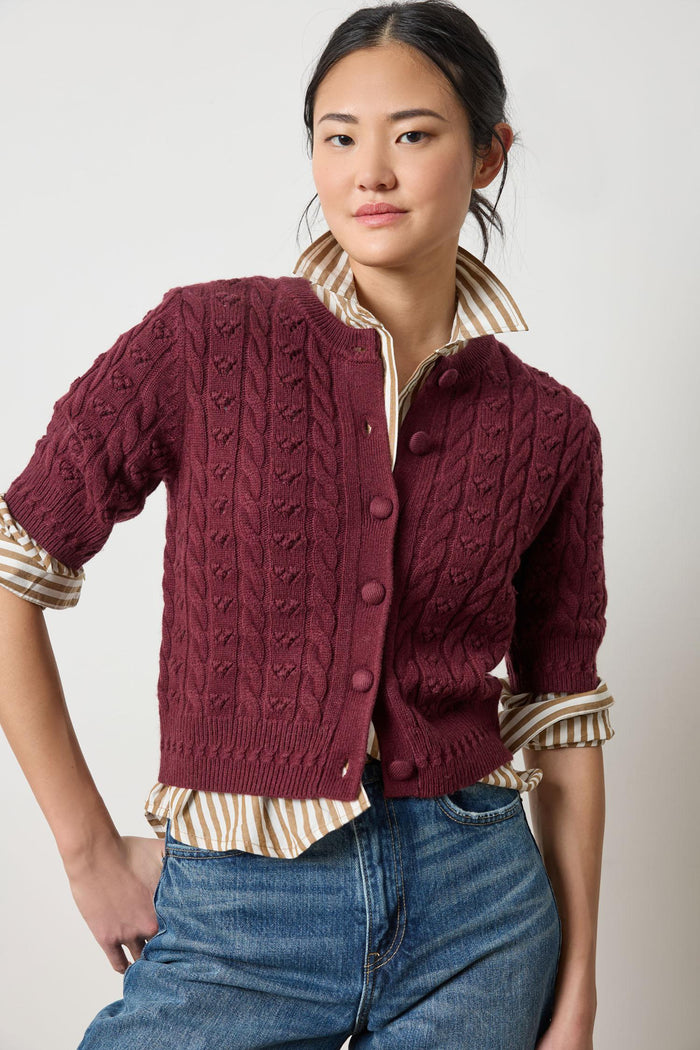 Lilla P Short Sleeve Cashmere Blend Cardigan