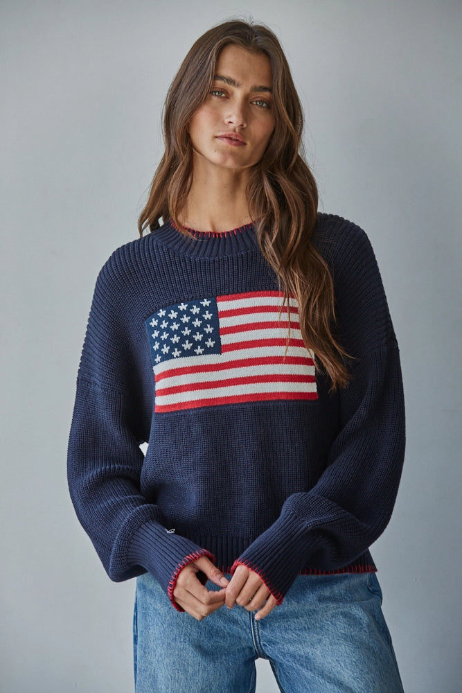 By Together America Flag Crew Sweater
