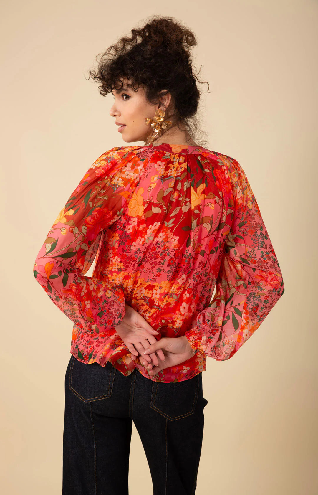 Hale Bob Carmen Floral Print Silk Blouse-Final Clearance