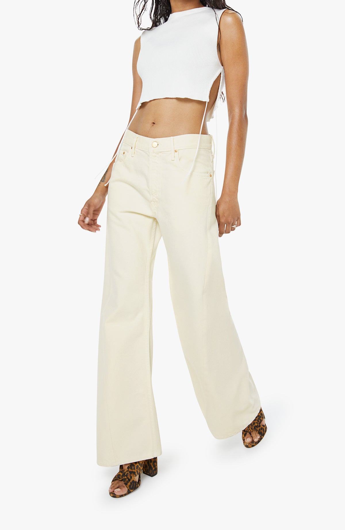 Mother Denim Lil Lemon Twist Sneak Natural Jeans