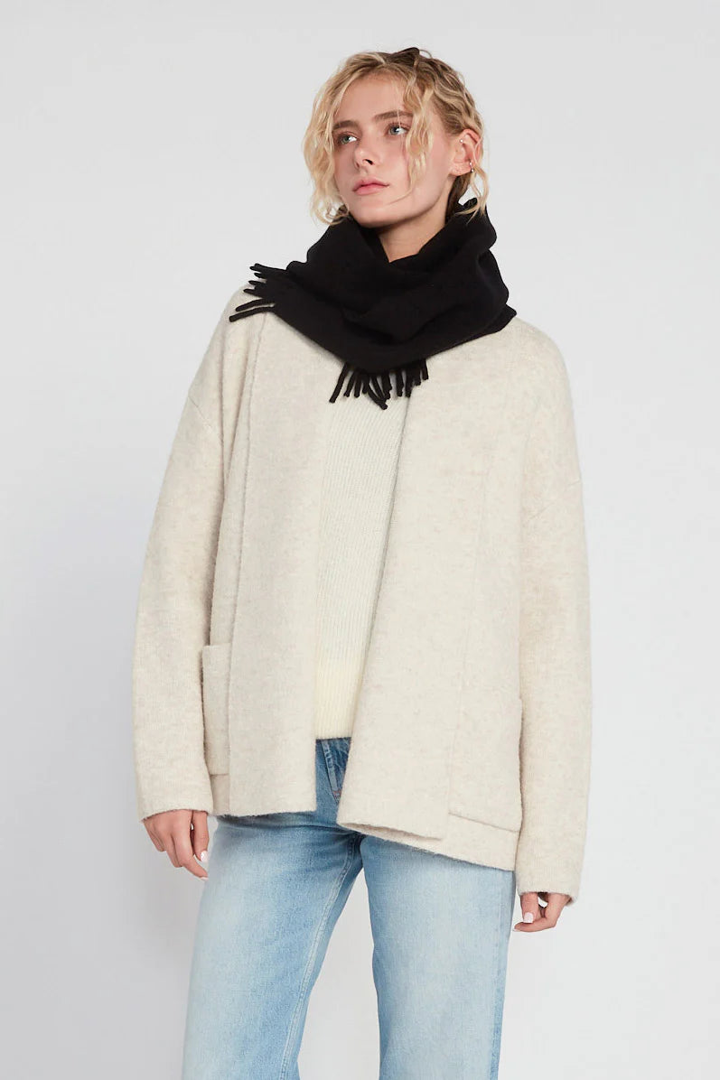 Look by M Wool Blend Fringe Trim Scarf