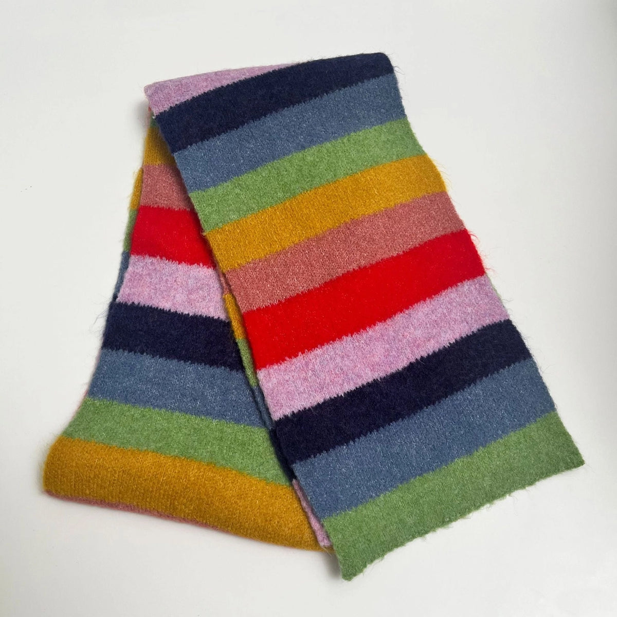Contrast Striped Wool Knit Scarf