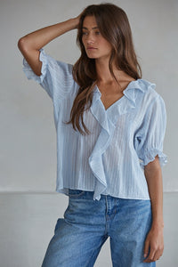 By Together Button V-Neck Top