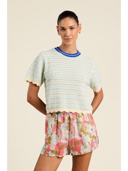 Trovata Birds of Paradis Jules Aqua Stripe Sweater