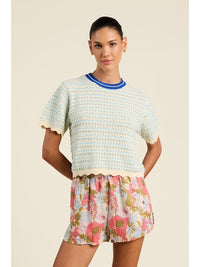 Trovata Birds of Paradis Jules Aqua Stripe Sweater