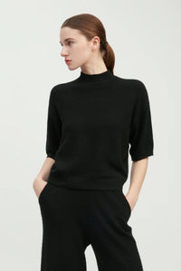 Common Knit Half Sleeve Mockneck Sweater