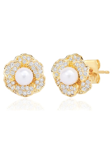 Tai Pearl Pave' Flower Studs