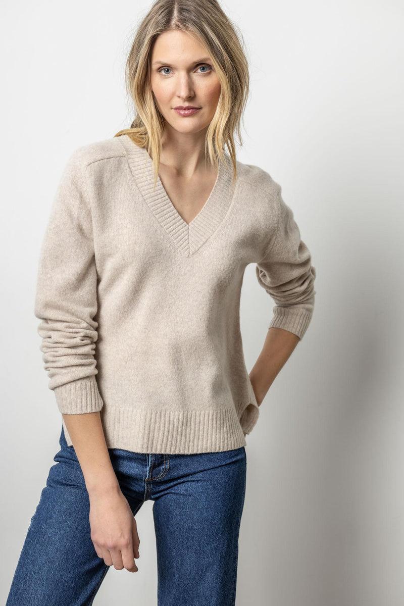 Lilla P Felted Easy V-Neck Sweater