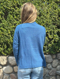 Kinross Hi Low Rib Trim Funnel Neck Sweater