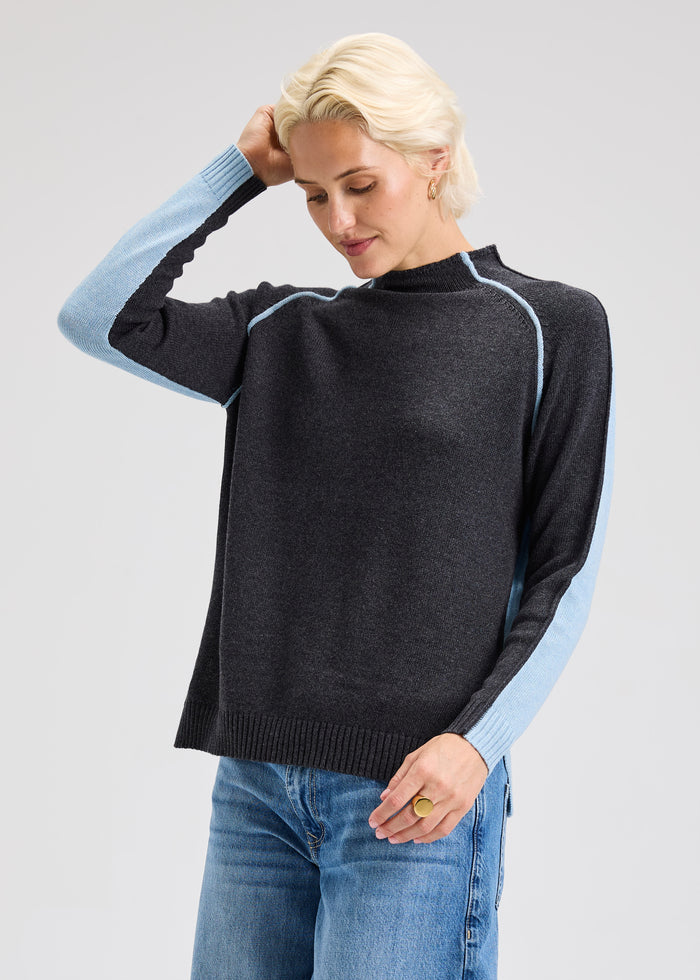 Zaket & Plover Reversible Block Funnel Neck Sweater