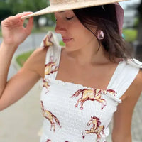 Kathleen Maeve Emma Bow Horse Print Maxi Dress