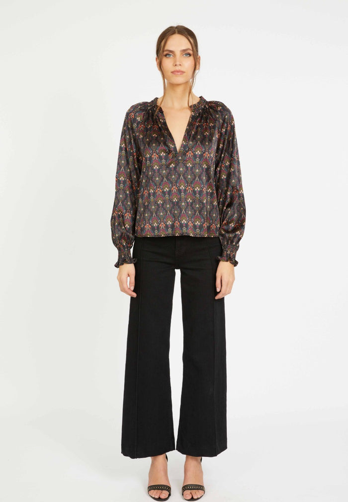 Caballero Vickie Giraffe Bouquet Print Top