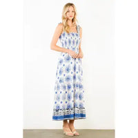 THML Floral Print Ruffle Strap Midi Dress