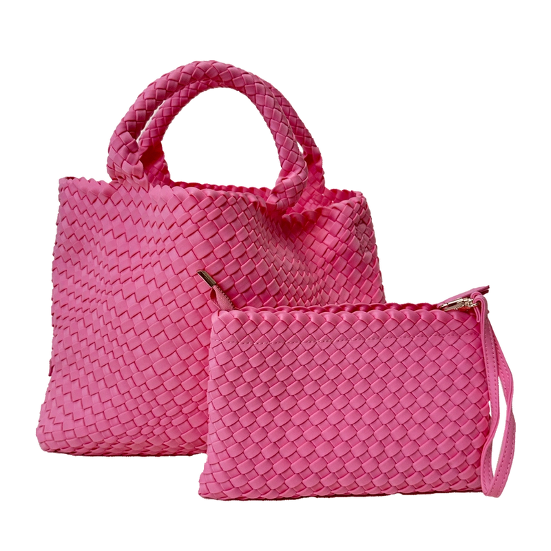 Ahdorned Lily Woven Neoprene Tote with Pouch