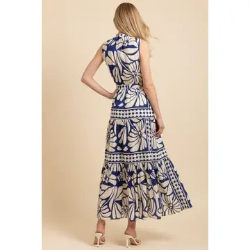Pinch Floral & Geometric Tiered Maxi Dress