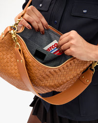 Clare V Moyen Messenger Natural Woven Checker Bag