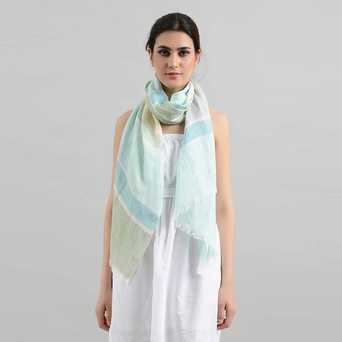 Sadhu Collective Sea Mist Handwoven Linen Scarf
