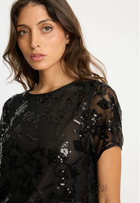 Caballero Black Sequin Lace Top