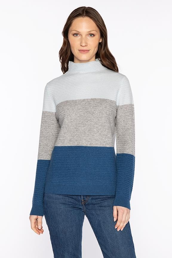 Kinross Textured Color block Funnel Sweater
