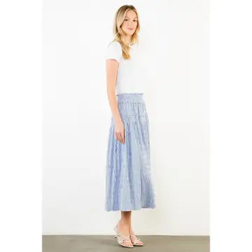 THML Striped Smocked Skirt