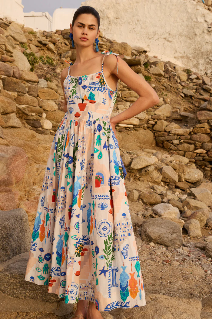 oliphant maxi dress Smocked Cotton Voile Aster Pink Small a deep cobalt print punctuated by vibrant fuchsia floral accents Oliphant Smocked Back Maxi Dress