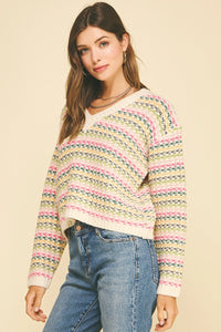 Pinch Multi Stripe Cropped Sweater
