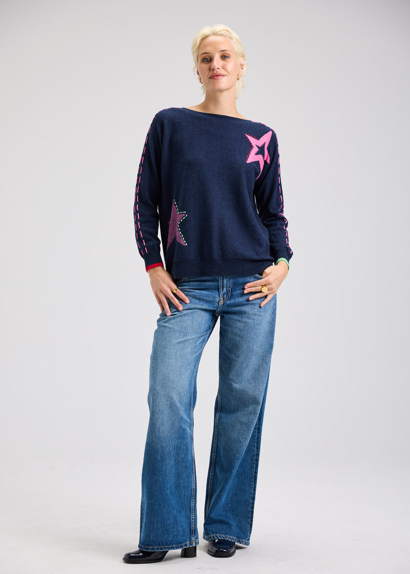 Zaket & Plover Threaded Star Crew Sweater