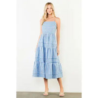THML Thin Strap Pattern Tiered Dress